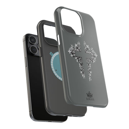 iPhone Case Magnetic Impact Resistant Cross Design Dark Grey
