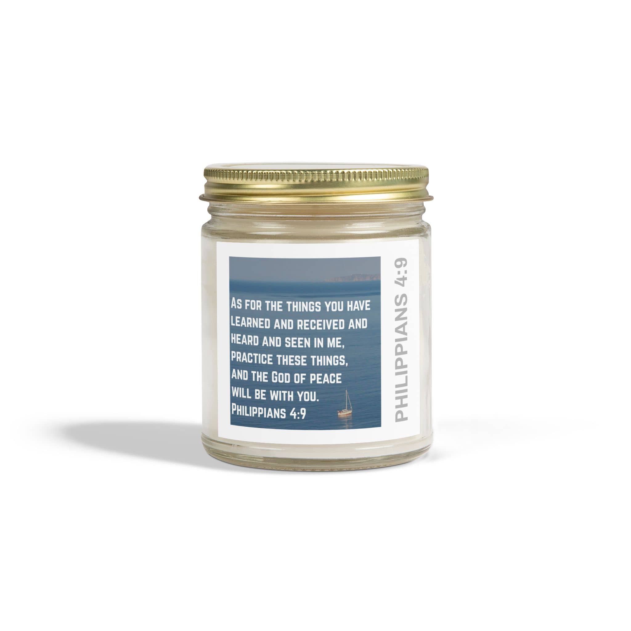 Eco-Friendly Christian Candle with Philippians 4:9 Scripture