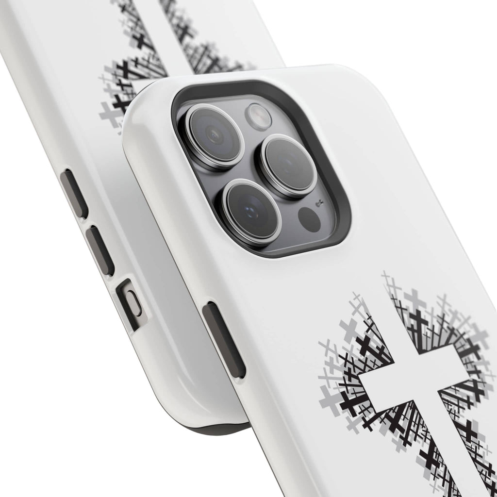 Cross Design Magnetic Impact Resistant Phone Case White