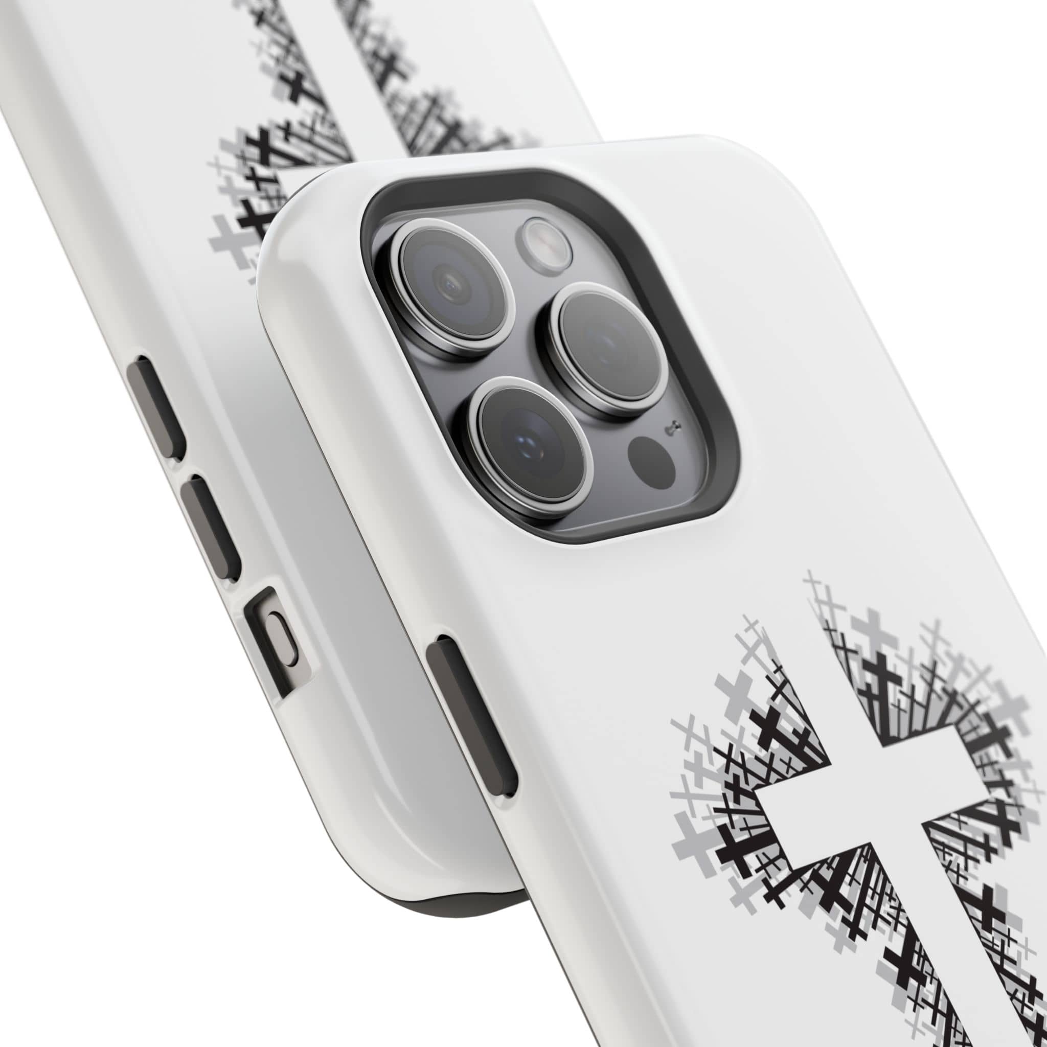 Cross Design Magnetic Impact Resistant Phone Case White