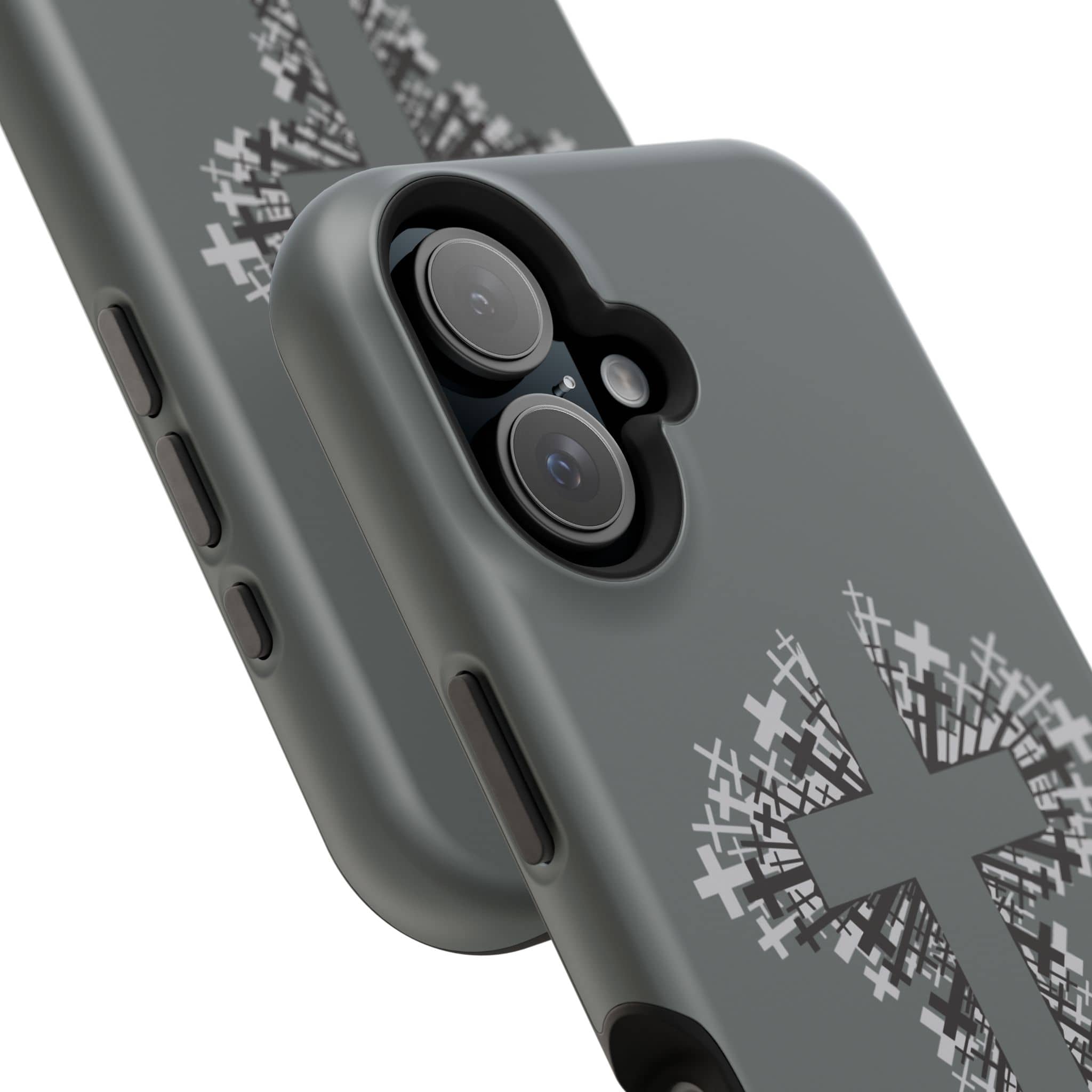 iPhone Case Magnetic Impact Resistant Cross Design Dark Grey