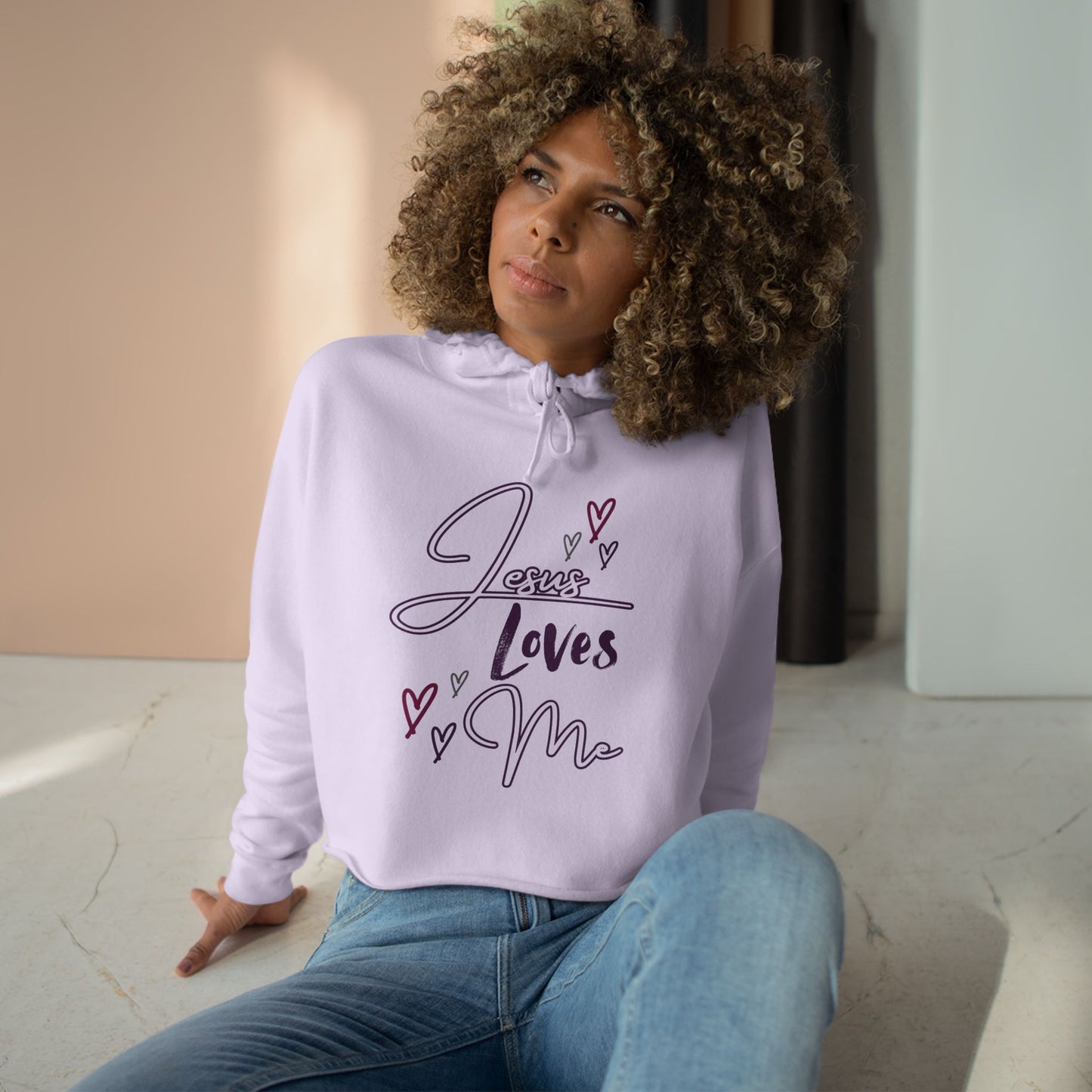 "Jesus Loves Me" Crop Hoodie