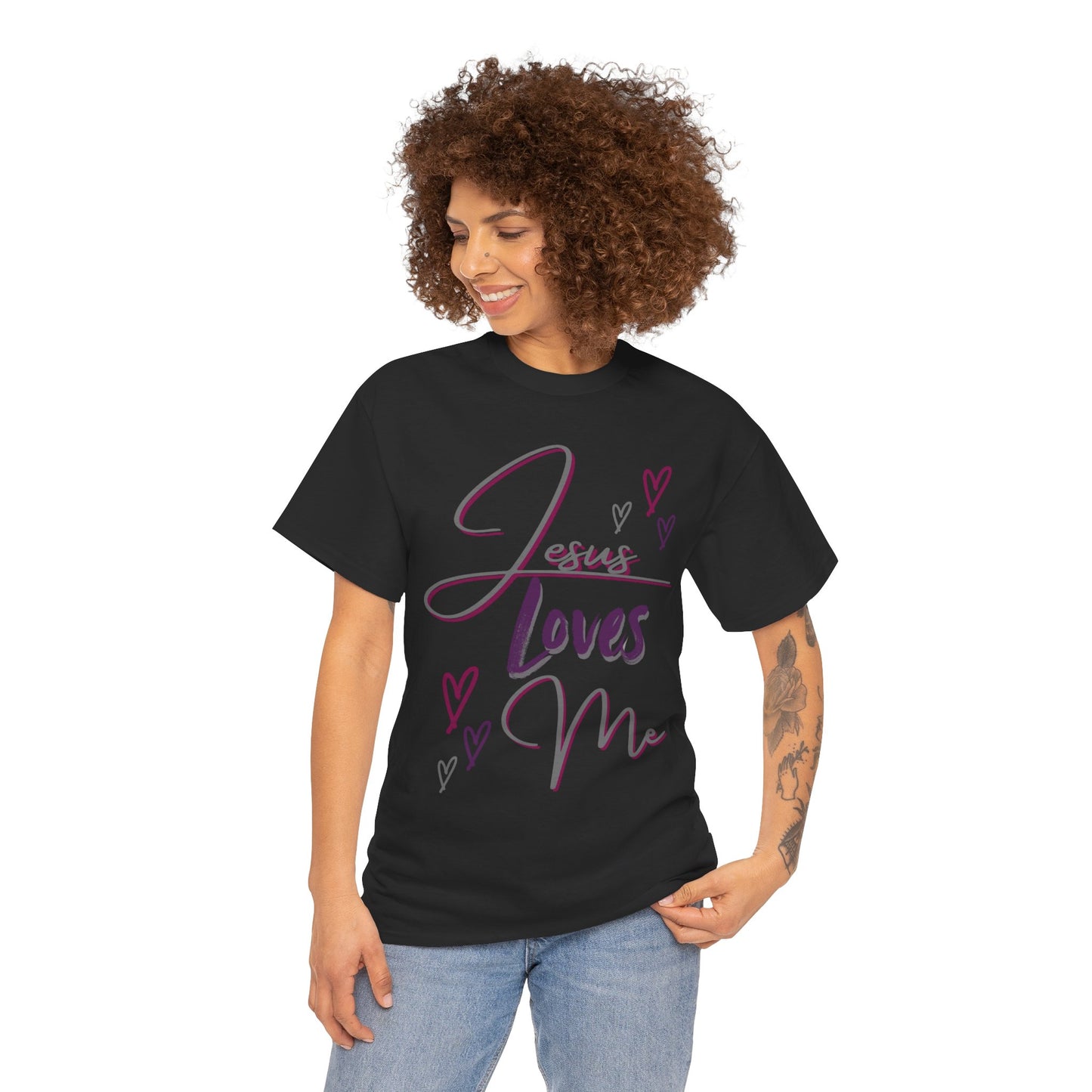 "Jesus Loves Me" (Dark Fabric Design) Women's Cotton Tee
