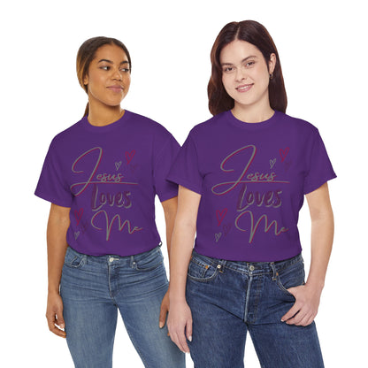 "Jesus Loves Me" (Dark Fabric Design) Women's Cotton Tee