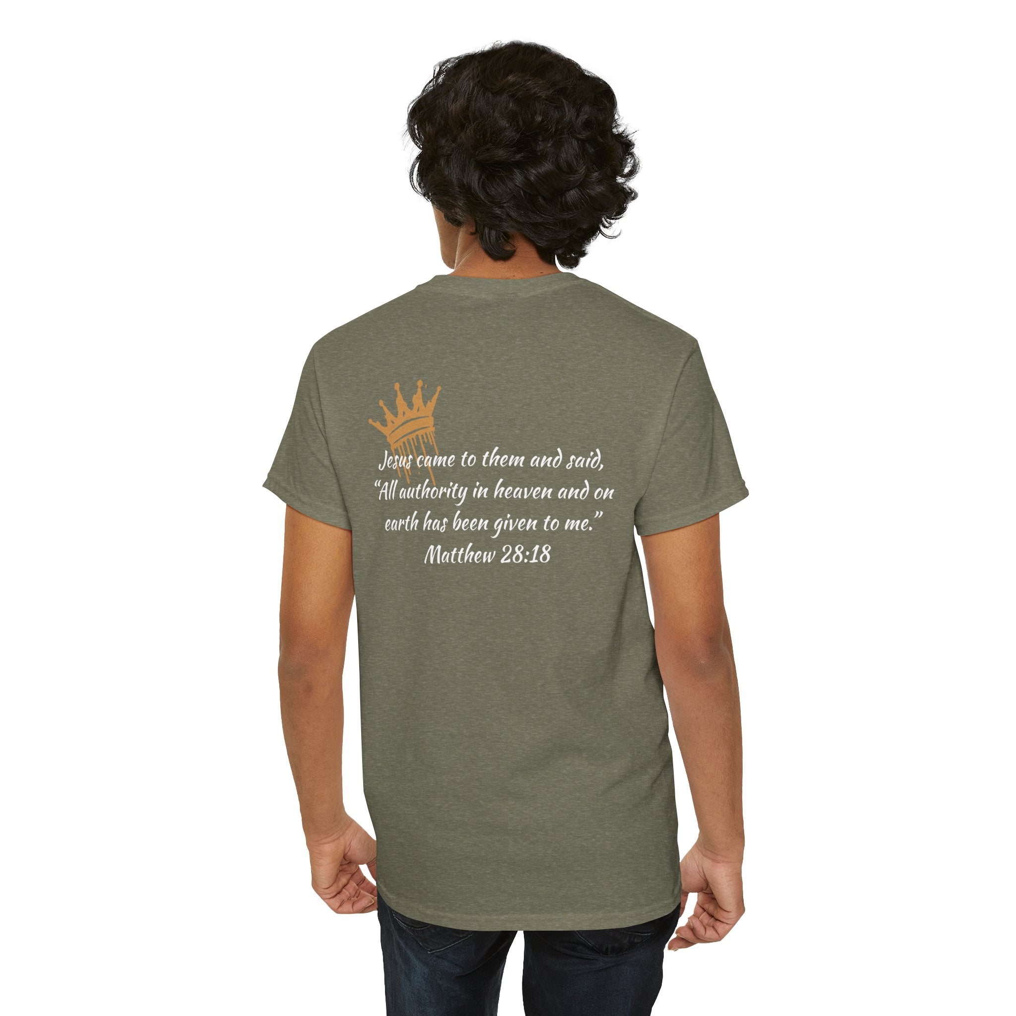 "Christ Our King" Matthew 28:18 Heavy Cotton Shirt