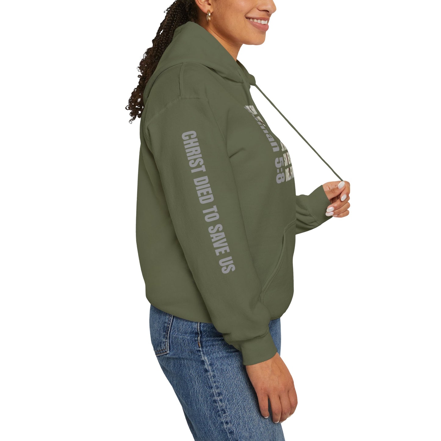 Romans 5:8 Christian Scripture Hoodie