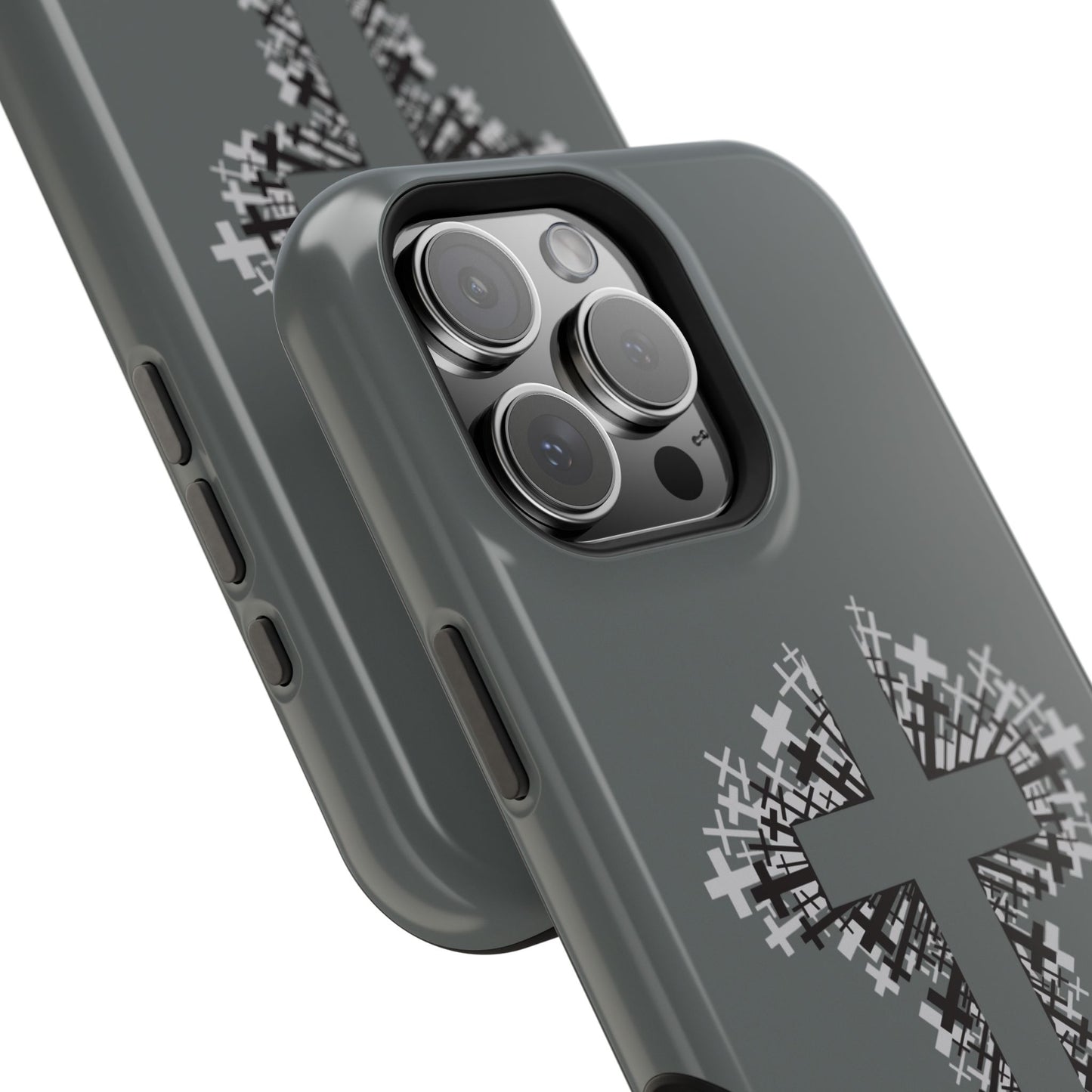 iPhone Case Magnetic Impact Resistant Cross Design Dark Grey