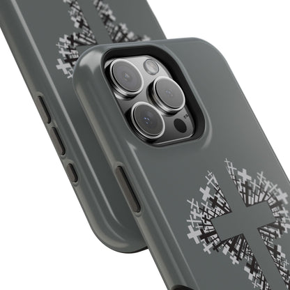 iPhone Case Magnetic Impact Resistant Cross Design Dark Grey