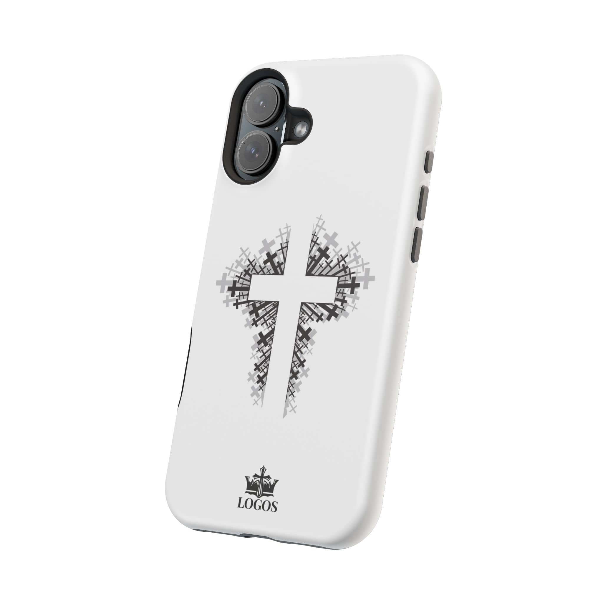 Cross Design Magnetic Impact Resistant Phone Case White