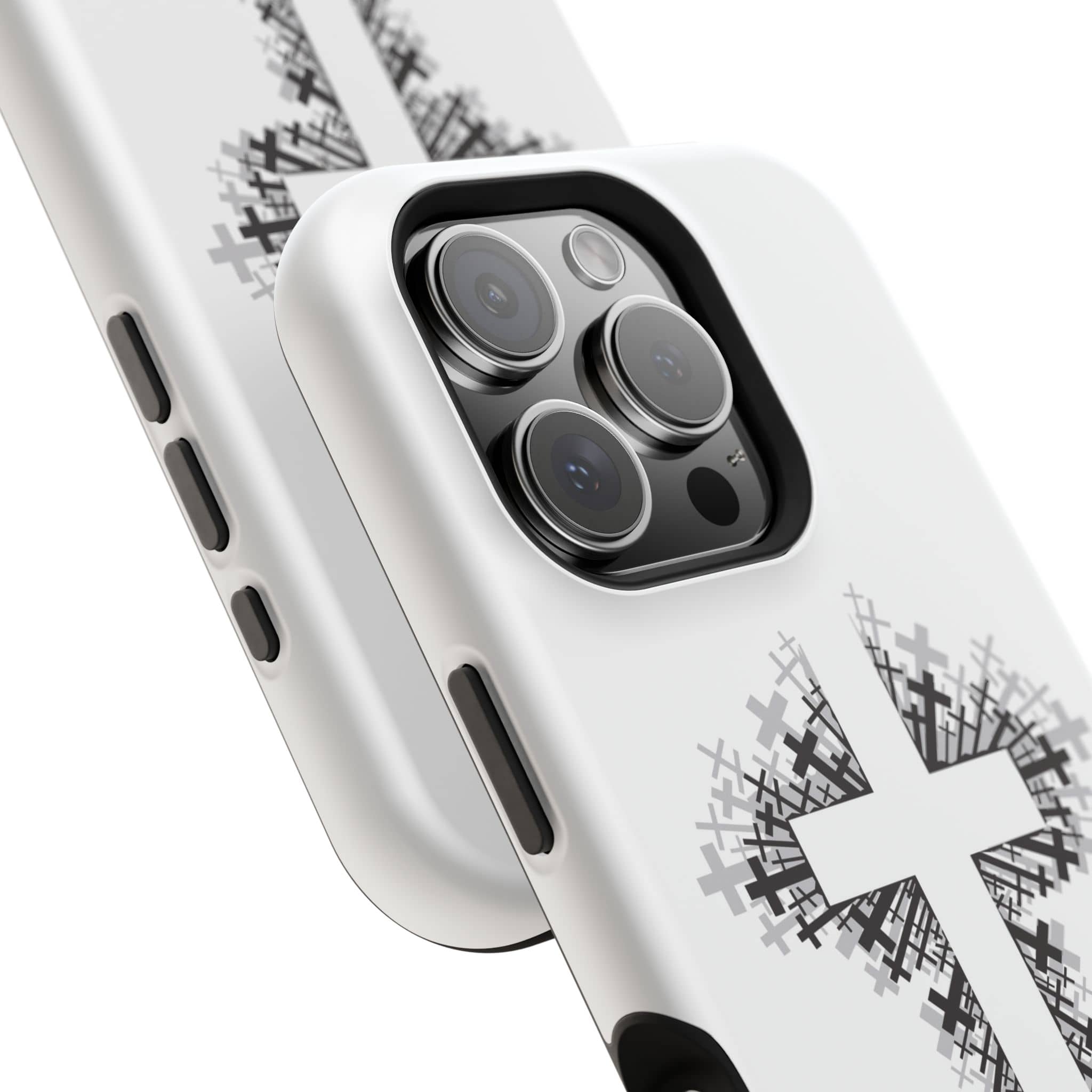 Cross Design Magnetic Impact Resistant Phone Case White