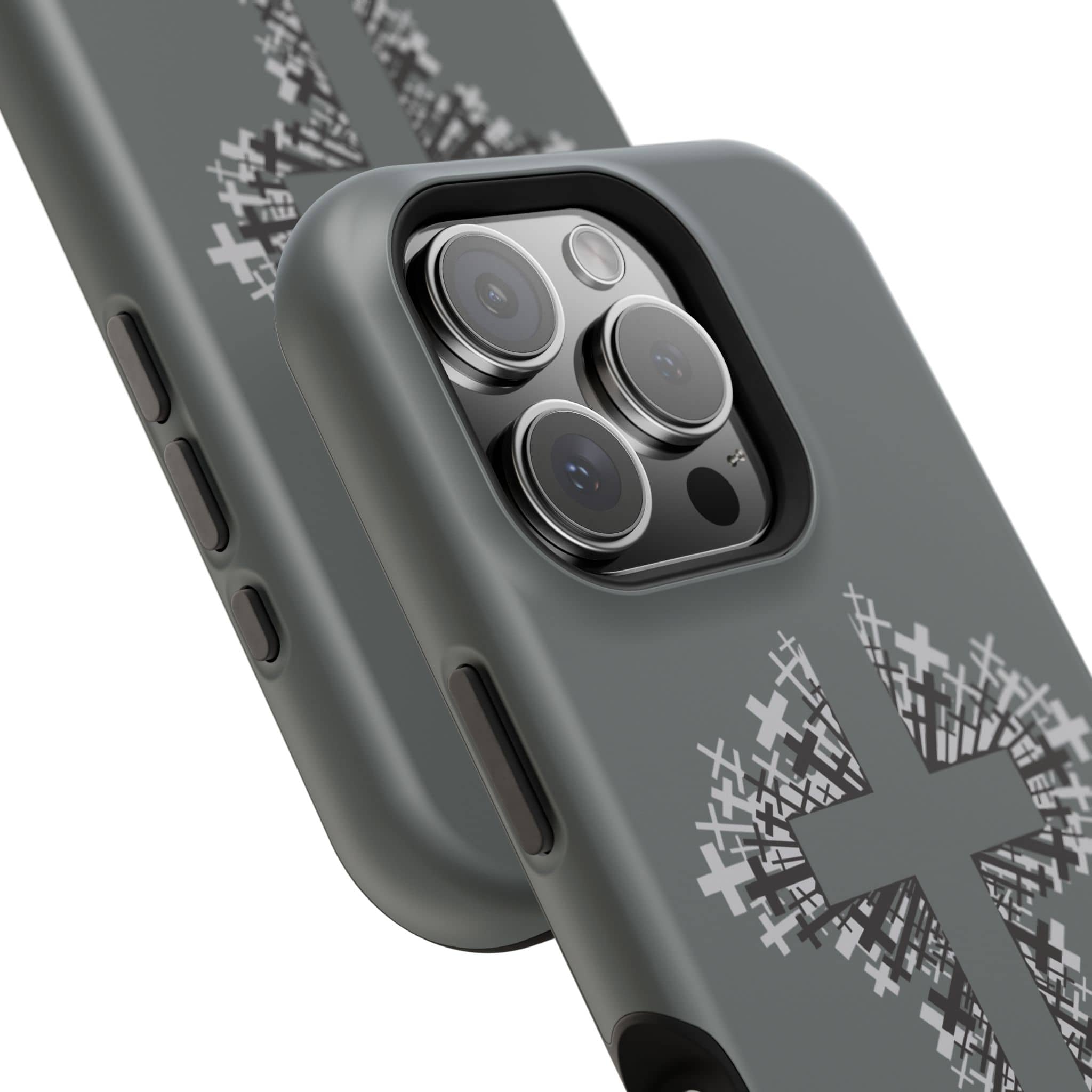 iPhone Case Magnetic Impact Resistant Cross Design Dark Grey