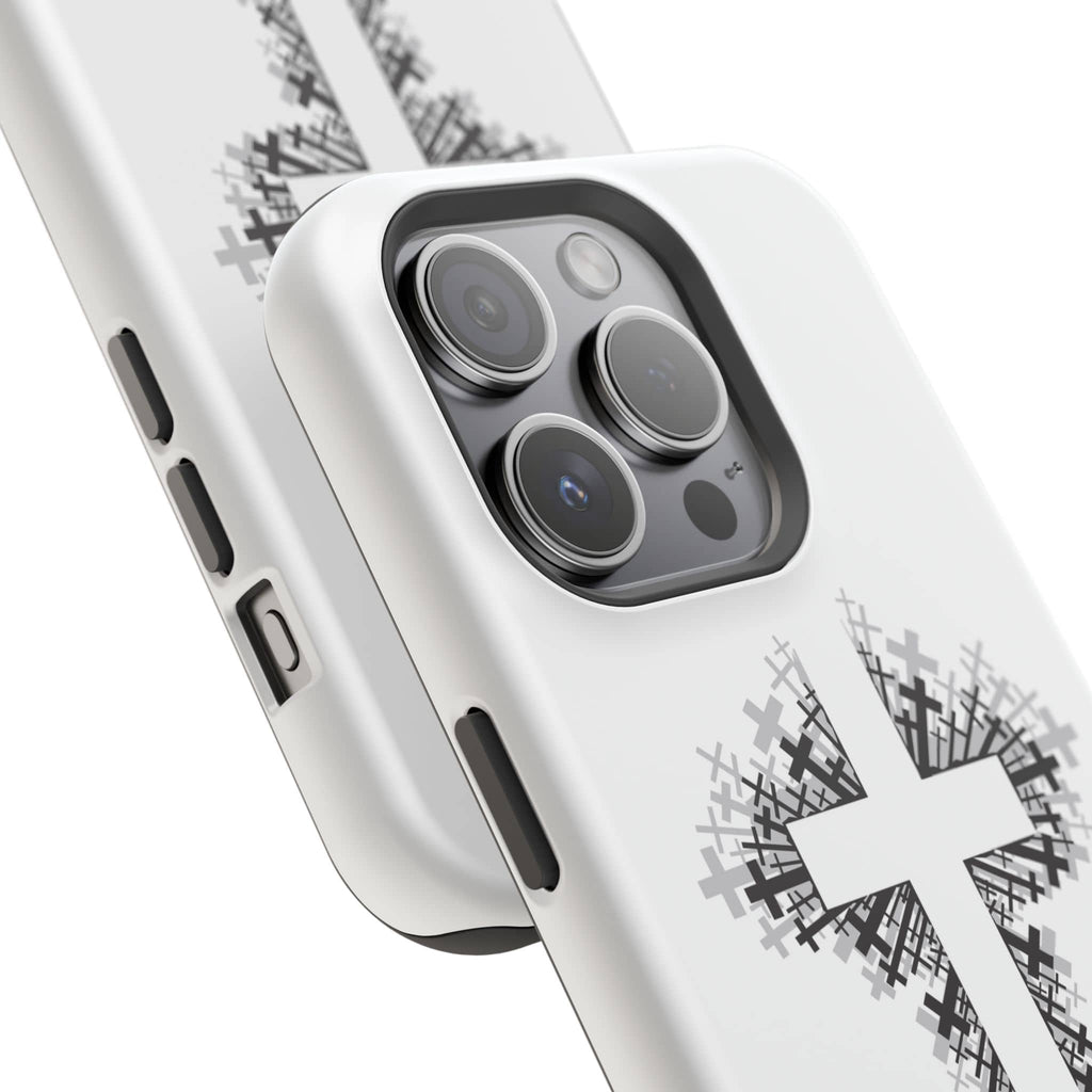 Cross Design Magnetic Impact Resistant Phone Case White