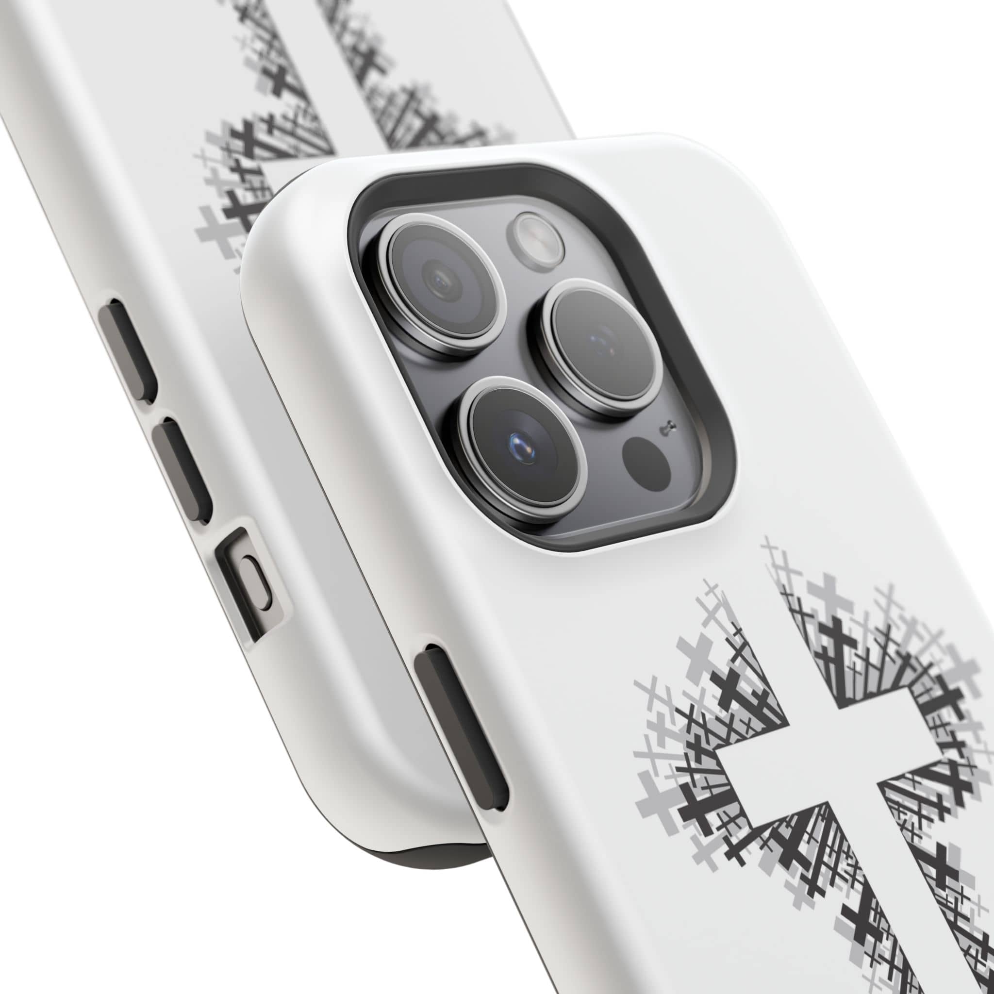 Cross Design Magnetic Impact Resistant Phone Case White
