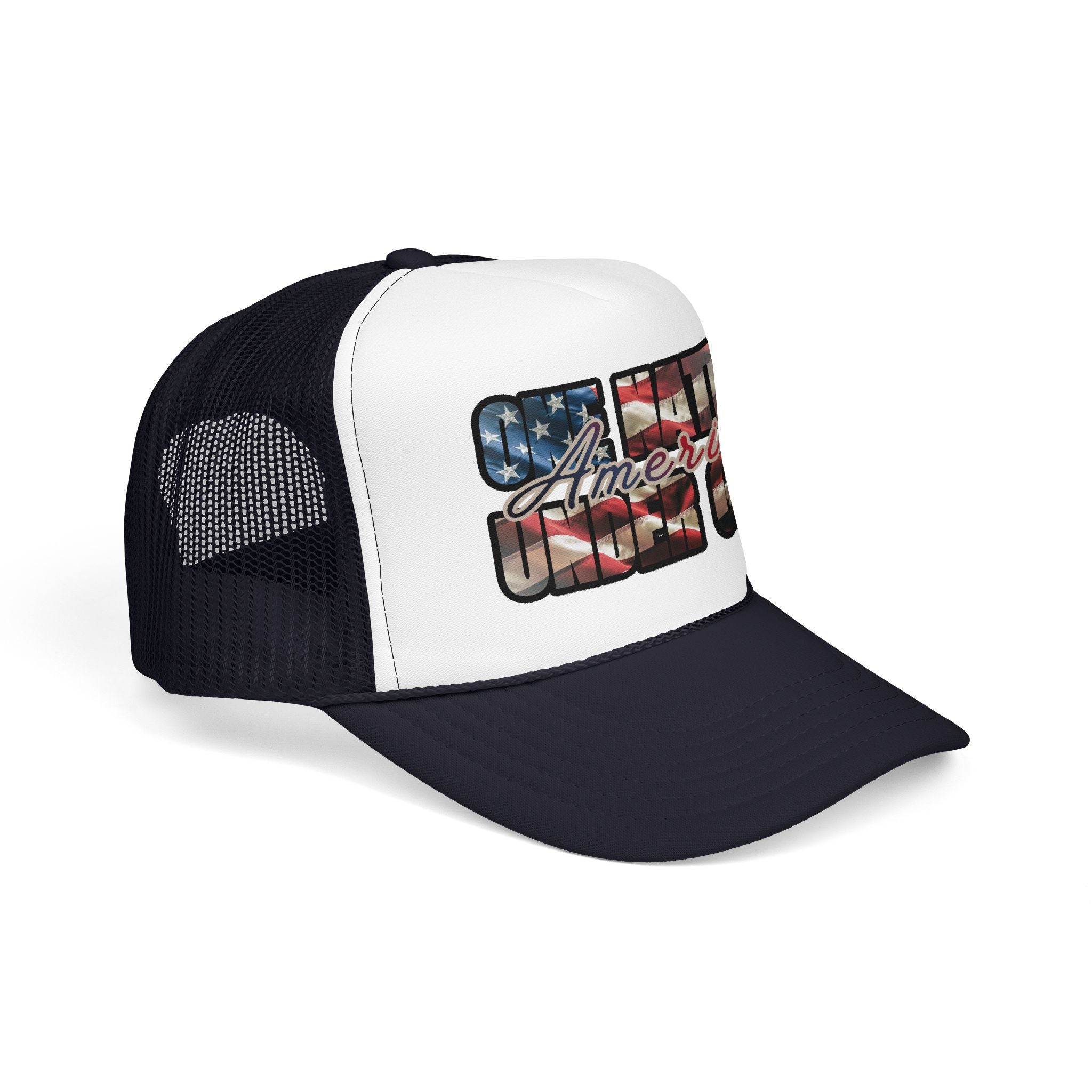 American "One Nation Under God" Distressed Flag Trucker Hat