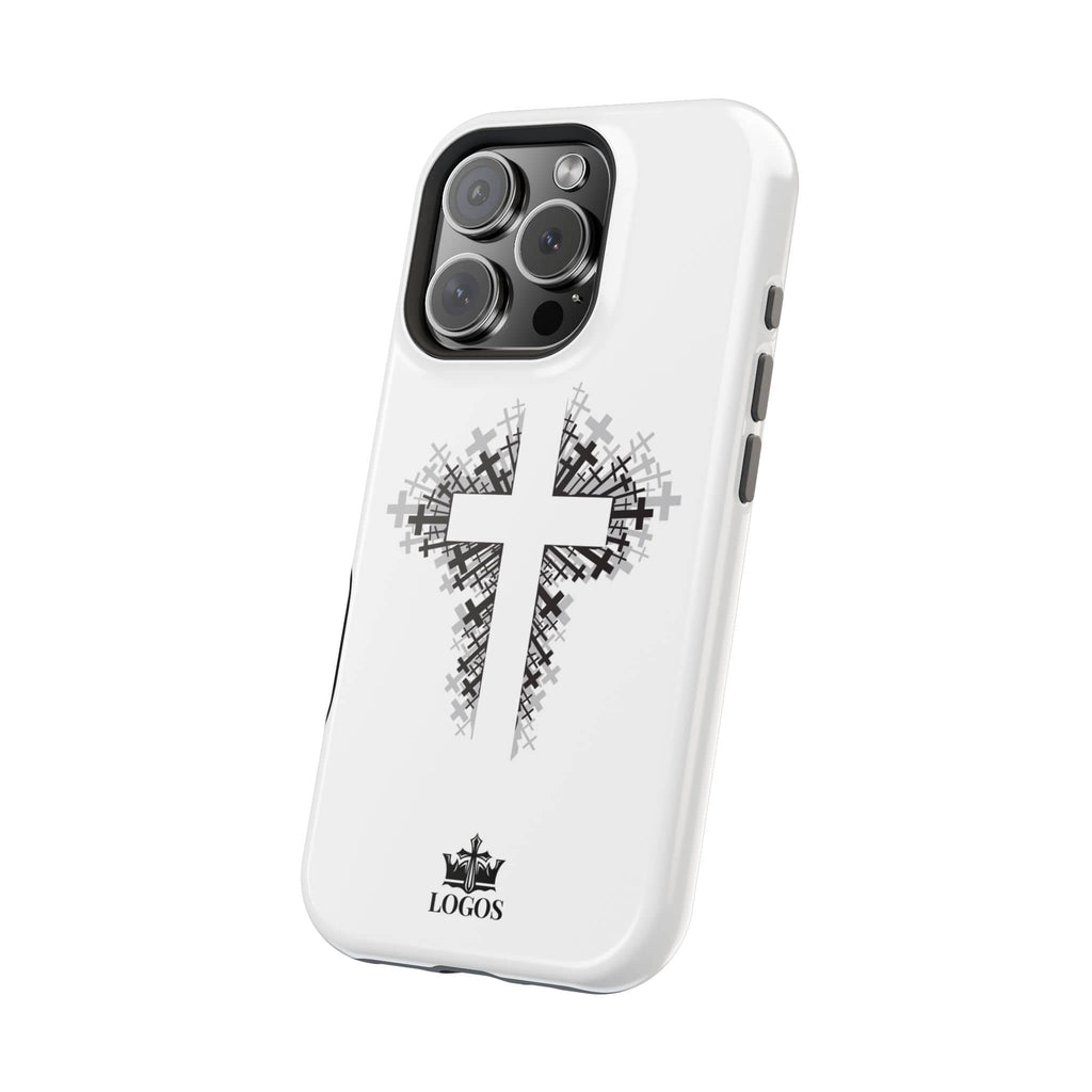 Cross Design Magnetic Impact Resistant Phone Case White