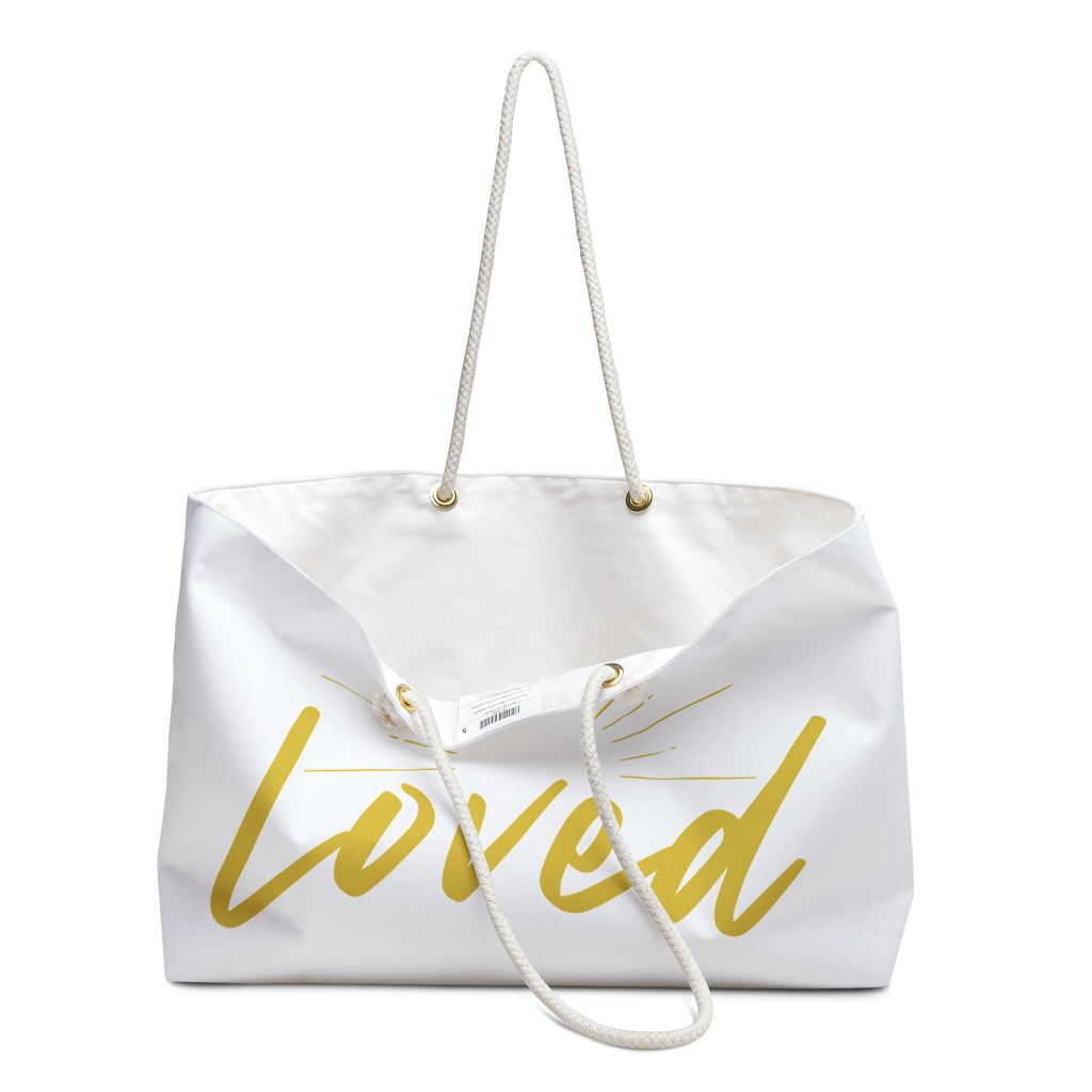 Loved Weekender Bag — Inspirational Christian Travel Tote with 'Loved' & John 15:9 Verse