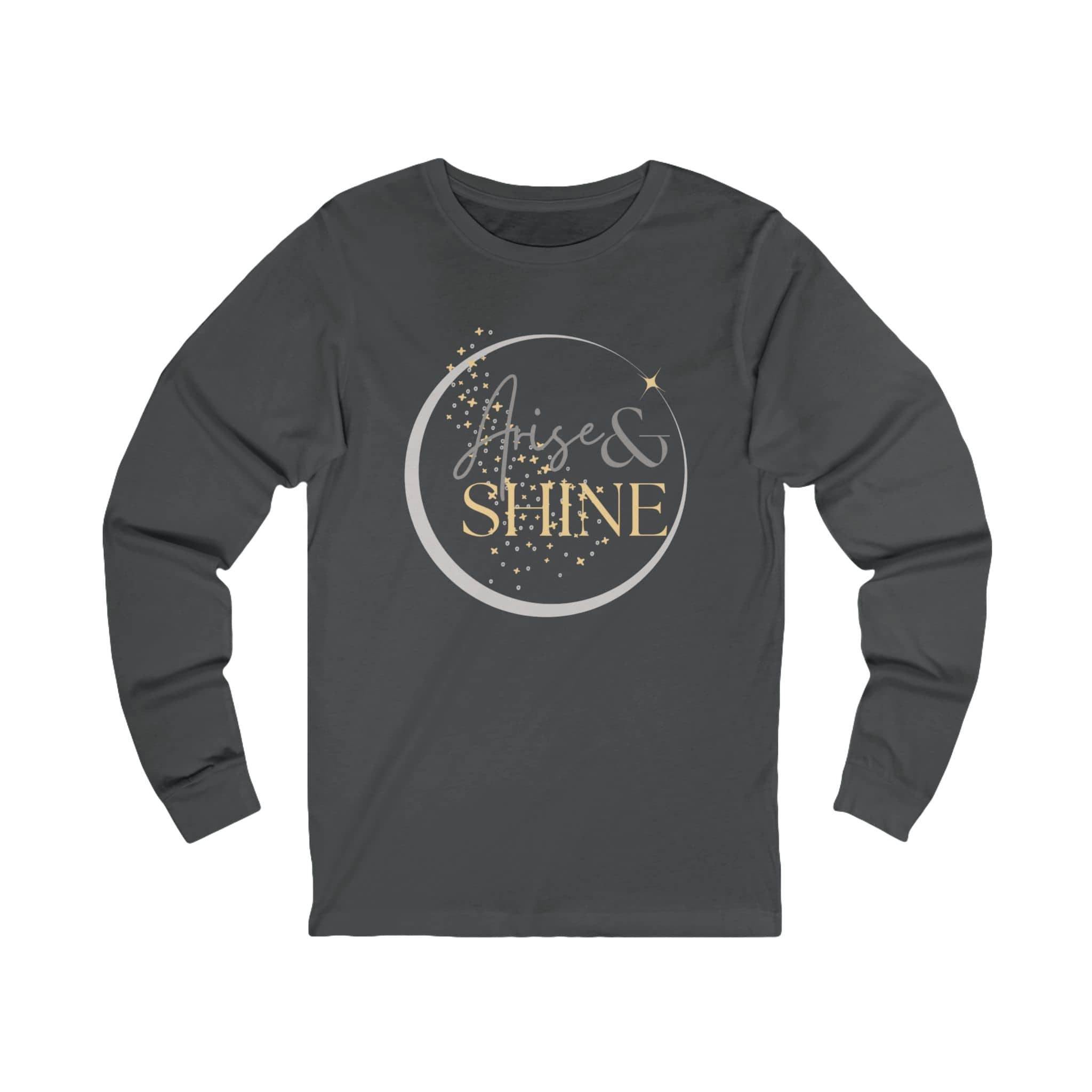 Arise and Shine Christian long sleeve women's shirt in dark gray with stylish design