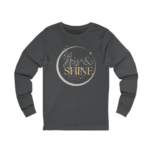 Arise and Shine Christian long sleeve women's shirt in dark gray with stylish design