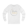 Arise and Shine Christian long sleeve women's shirt in white with stylish graphic design