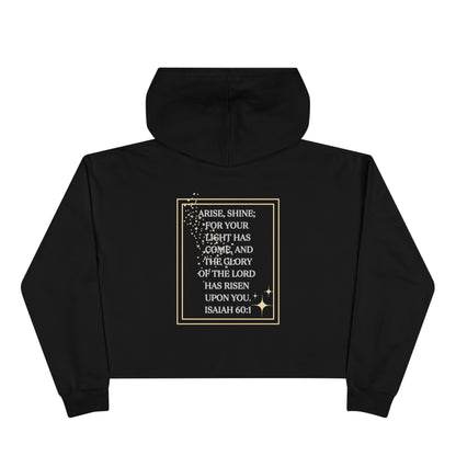 Arise & Shine Christian women's crop hoodie with inspirational message in a stylish design