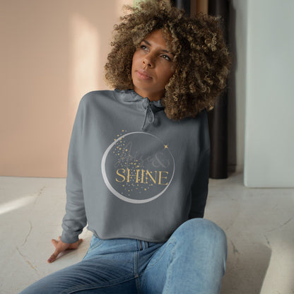 Arise & Shine Christian women's crop hoodie in gray with stylish graphic design