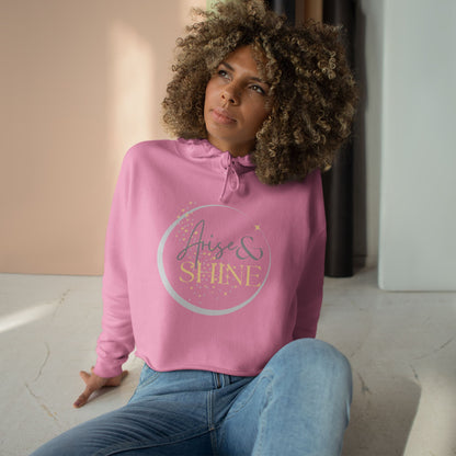 Arise & Shine Christian women's crop hoodie in pink with a stylish design for comfortable wear