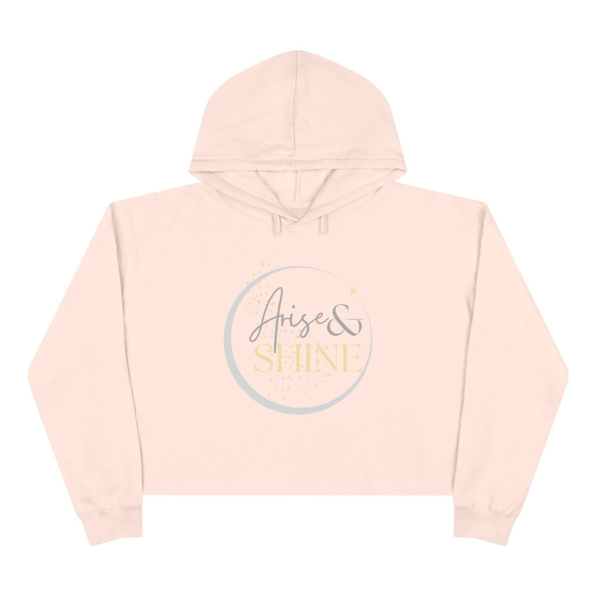 Arise & Shine Christian women's crop hoodie in light pink with elegant design