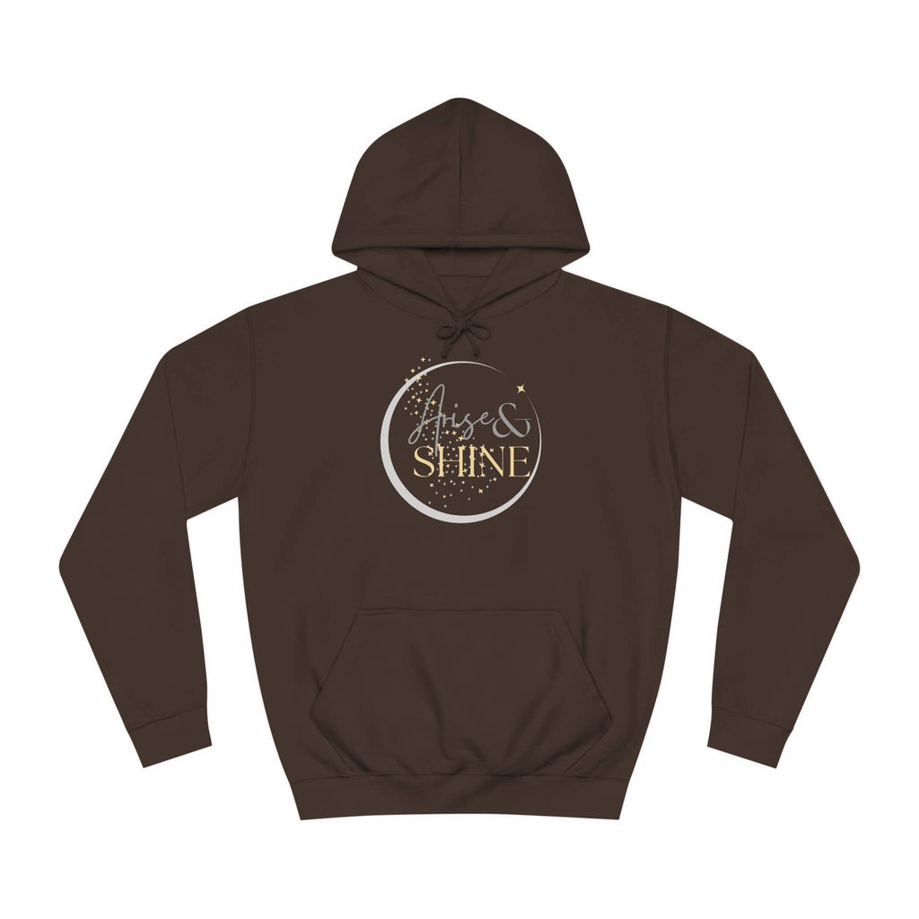 Arise & Shine Christian women's hoodie in brown with a stylish logo design