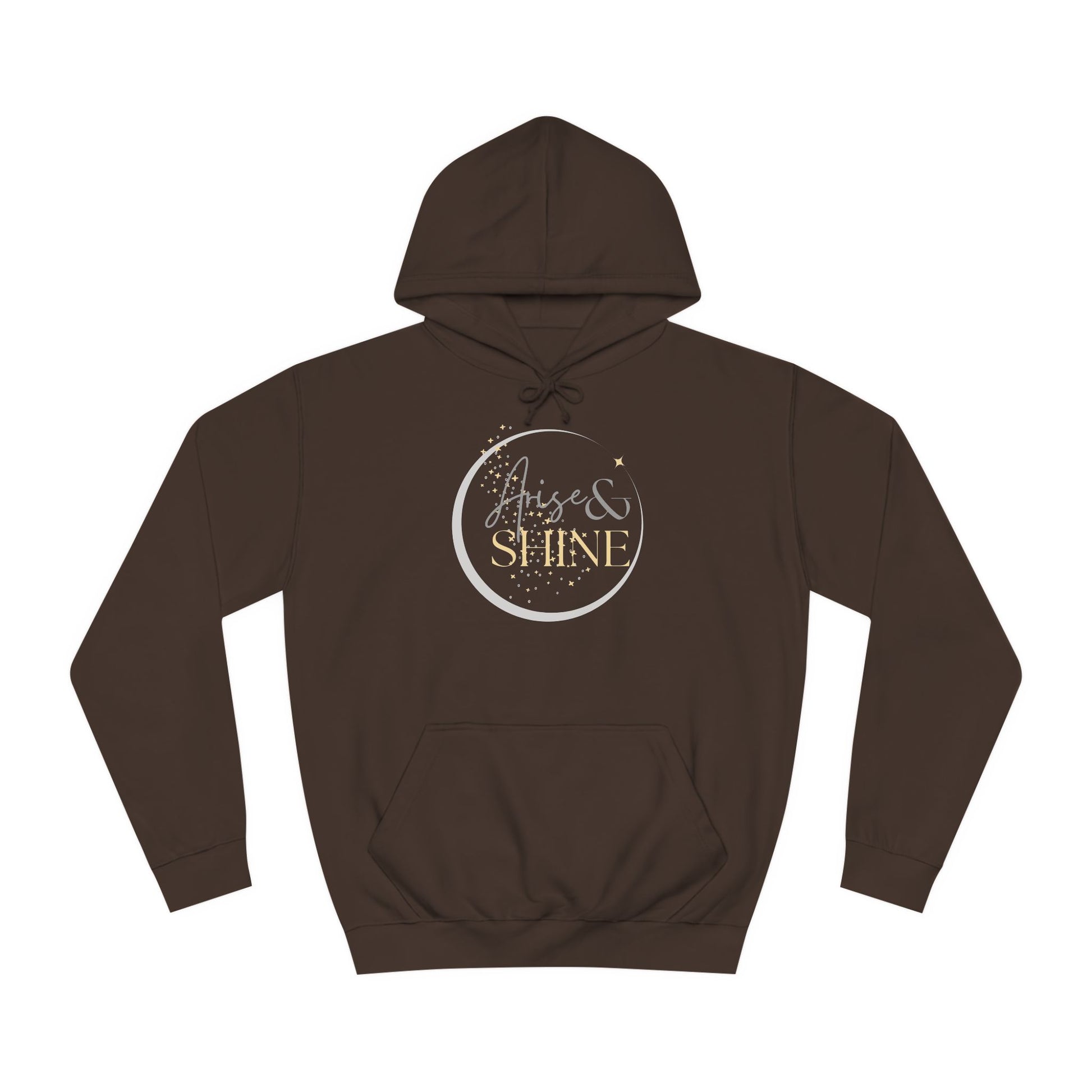 Arise & Shine Christian women's hoodie in brown with a stylish logo design