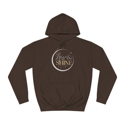 Arise & Shine Christian women's hoodie in brown with a stylish logo design
