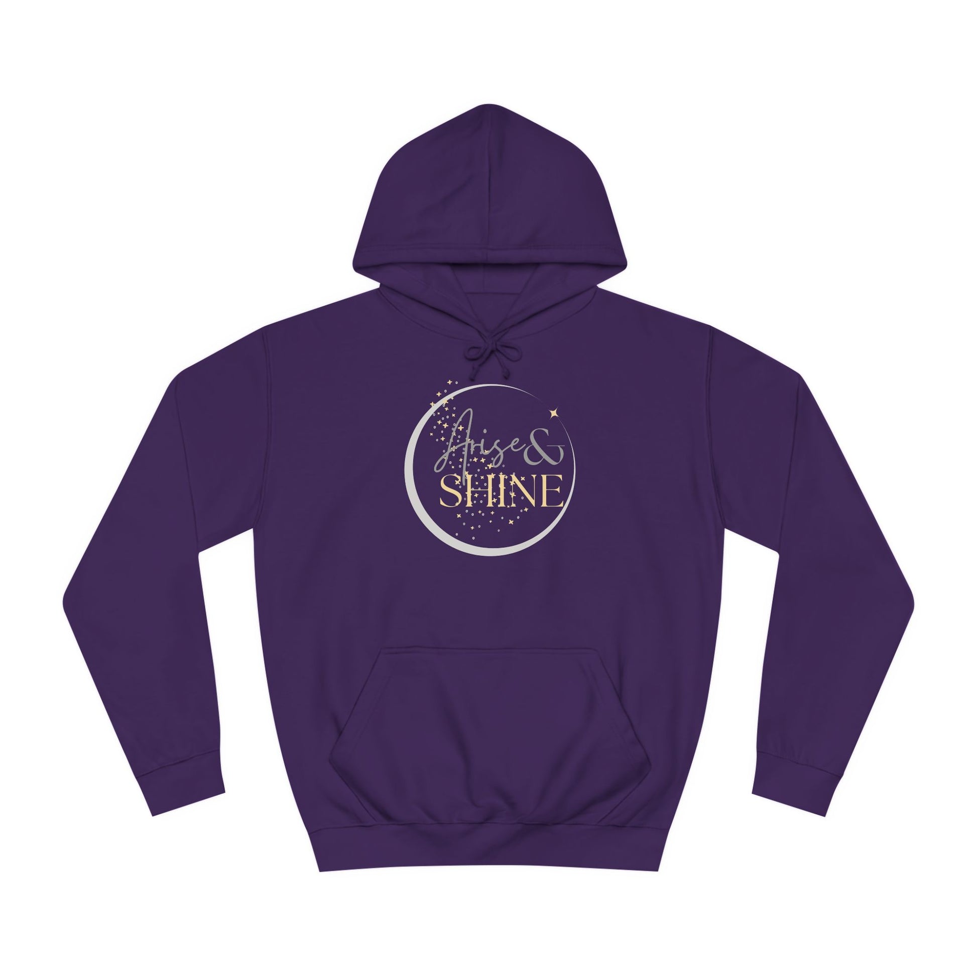 Purple Arise & Shine Christian women's hoodie with a stylish graphic design and front pocket