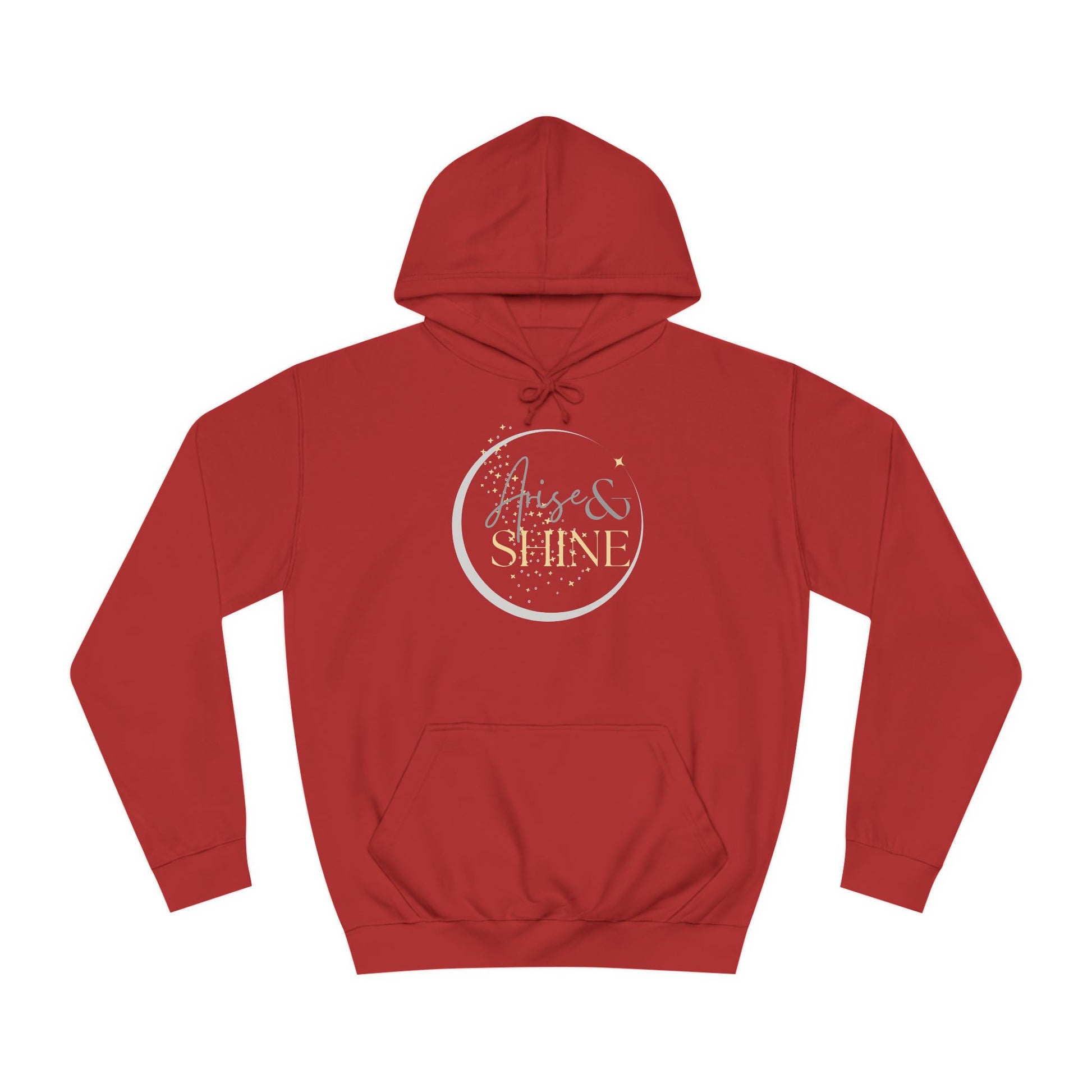 Arise & Shine Christian women's hoodie in vibrant red featuring a stylish design
