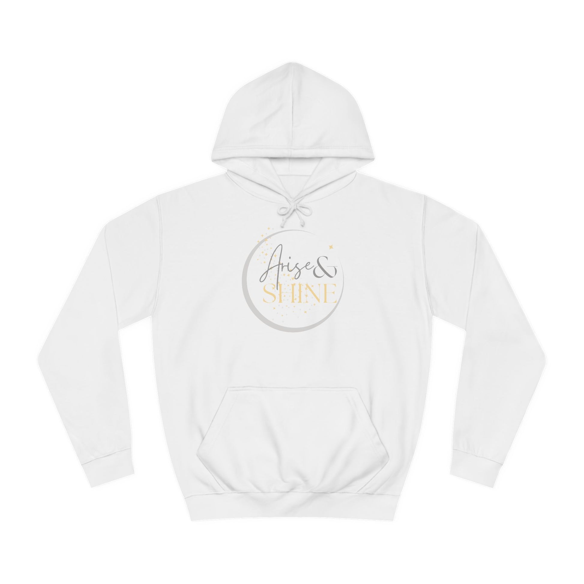 White Arise & Shine Christian women's hoodie with a stylish graphic design on the front