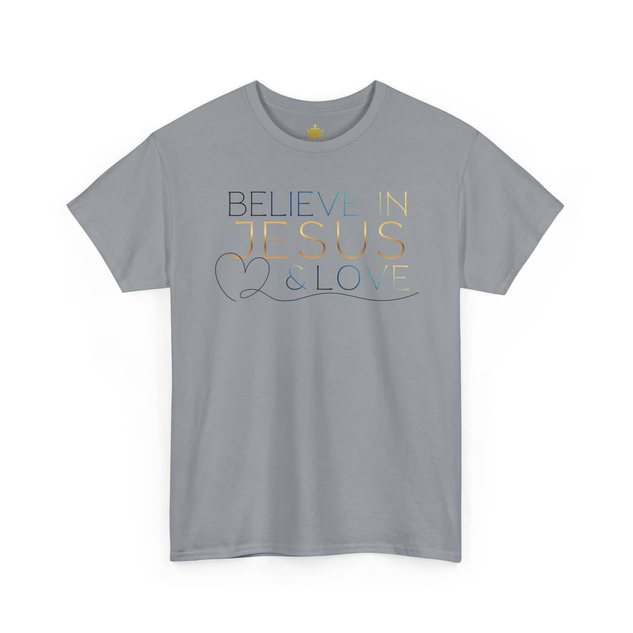 Gray Believe In Jesus - Faith tee with stylish typography promoting faith and love