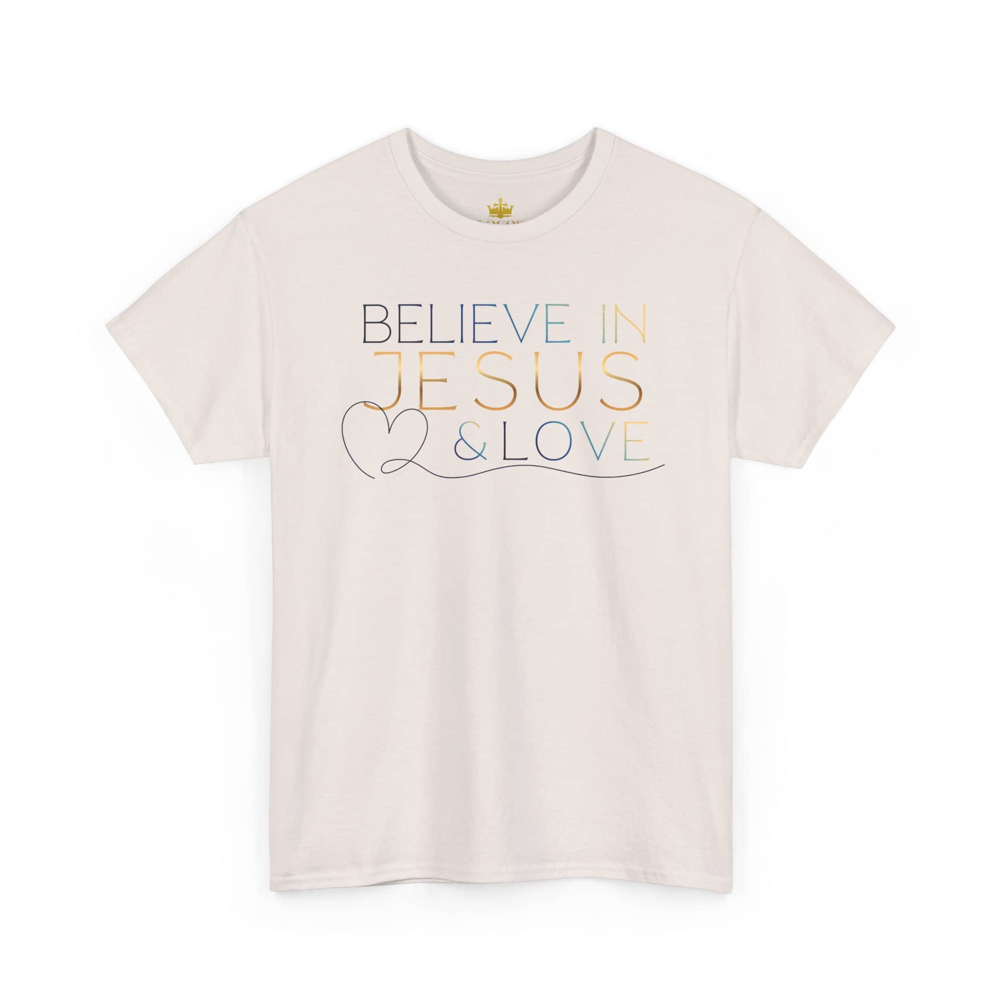 Believe In Jesus - Faith tee in cream color with stylish text design for everyday wear