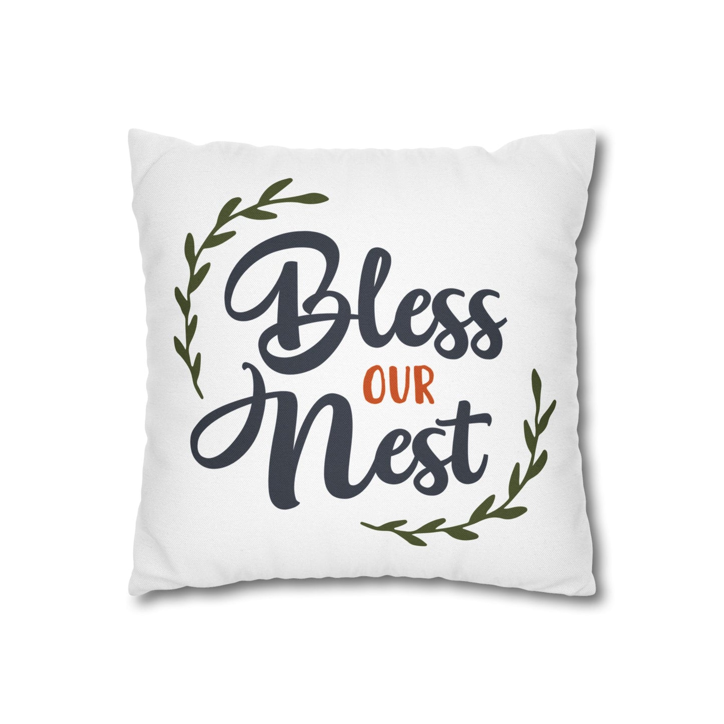 Bless Our Nest pillow cover with modern design and greenery accents for stylish home decor