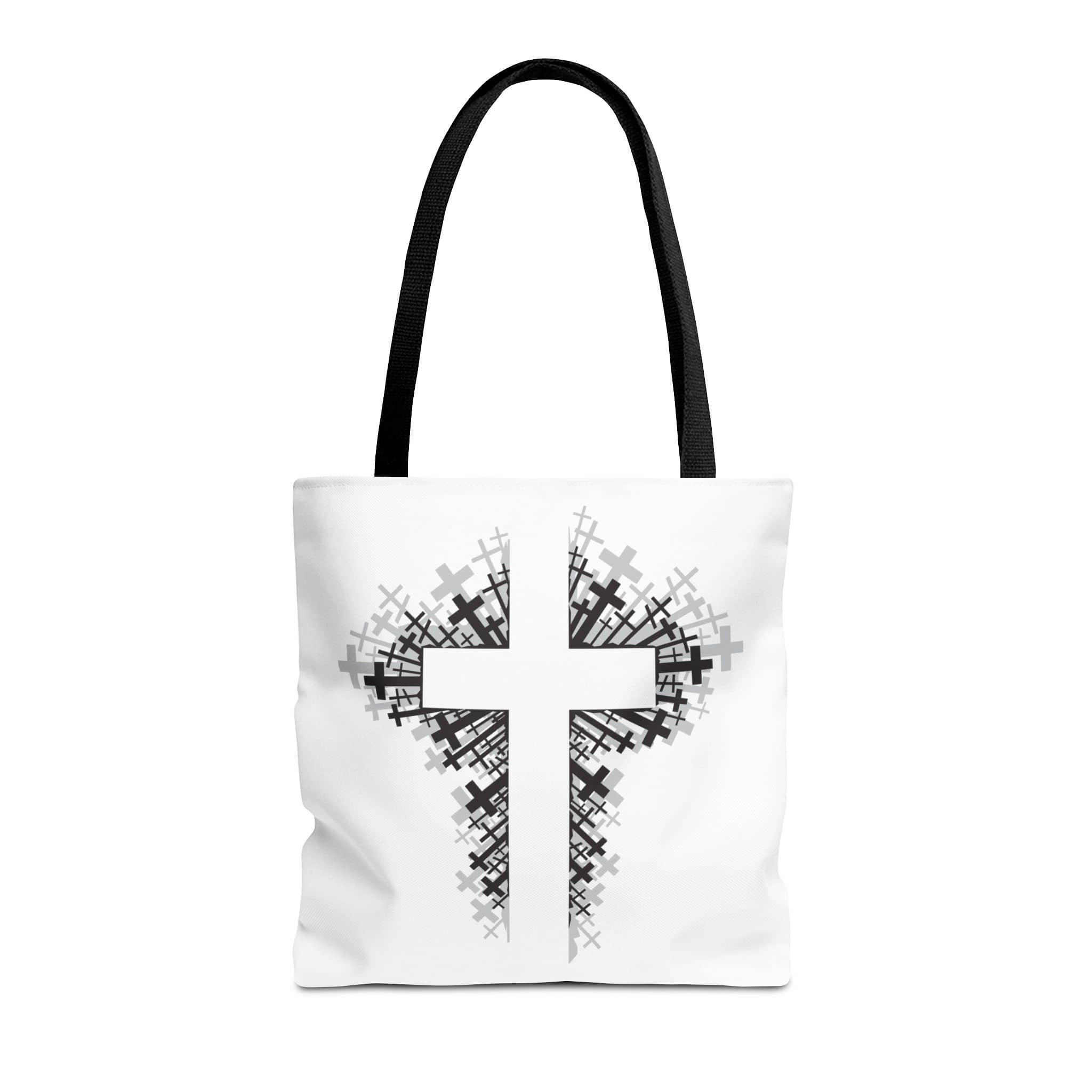 Bold Cross Tote Bag with a striking cross design on a white background, front view