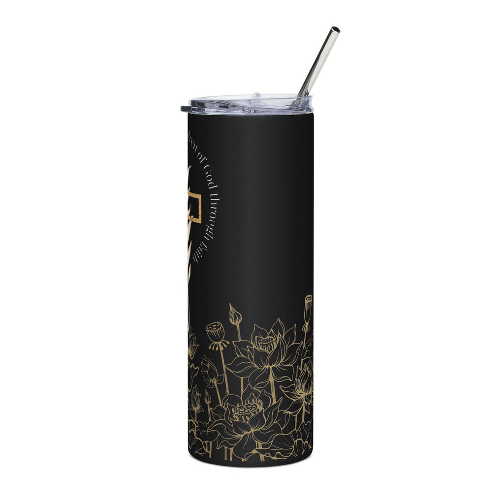 Children of God Tumbler in black with floral design, featuring a scripture quote on the front