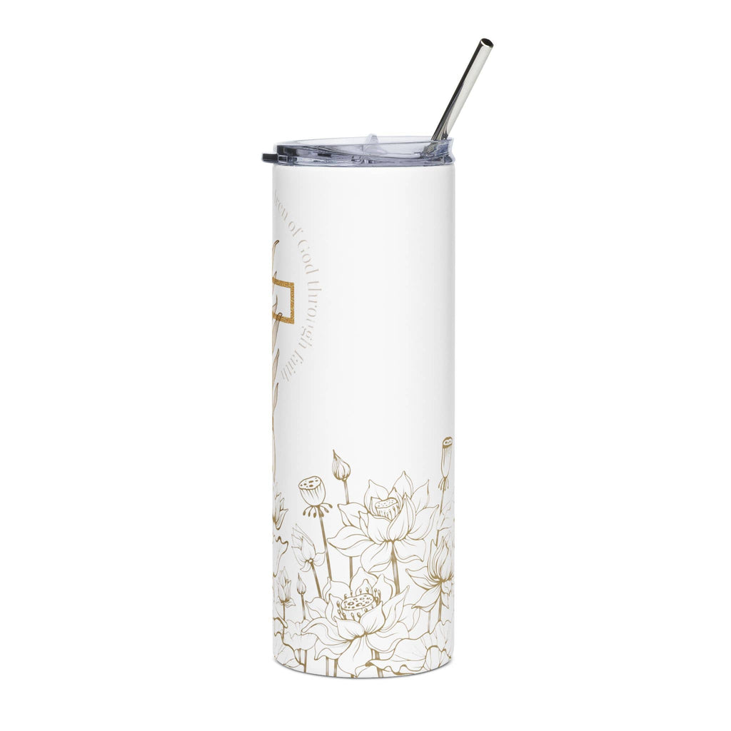 Children of God Tumbler in white with floral design, showcasing the inspirational phrase on the front