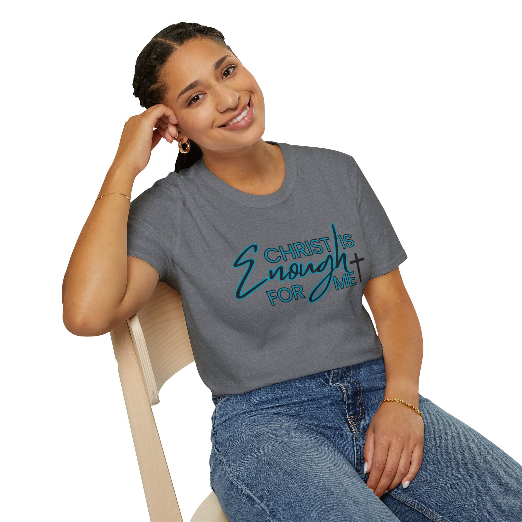 Gray Christ is enough shirt featuring a stylish design with a positive message for everyday wear
