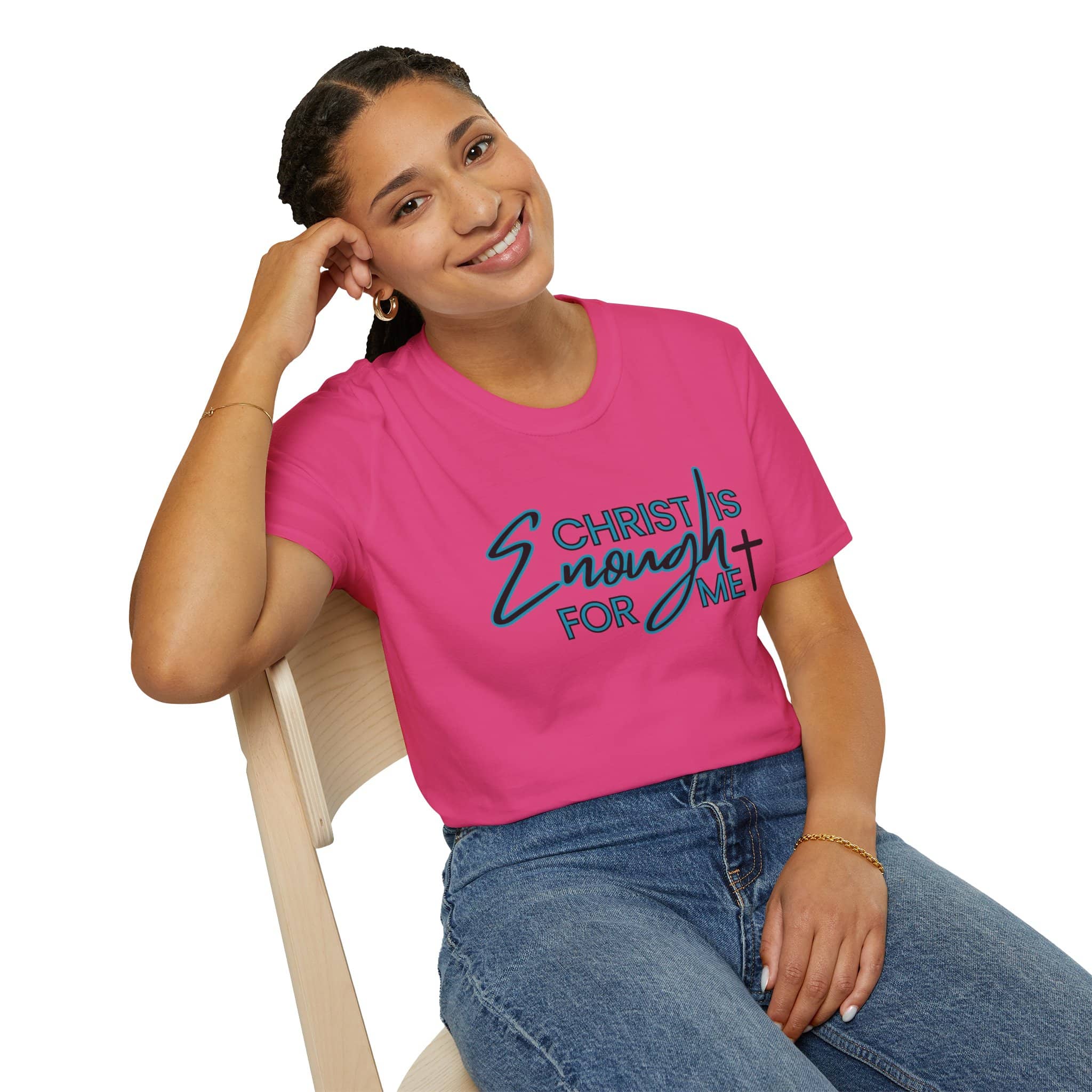 Christ is Enough - women's t-shirt in hot pink