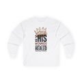 White long-sleeve Christ our Healer shirt featuring a crown design and Isaiah 53:5 text