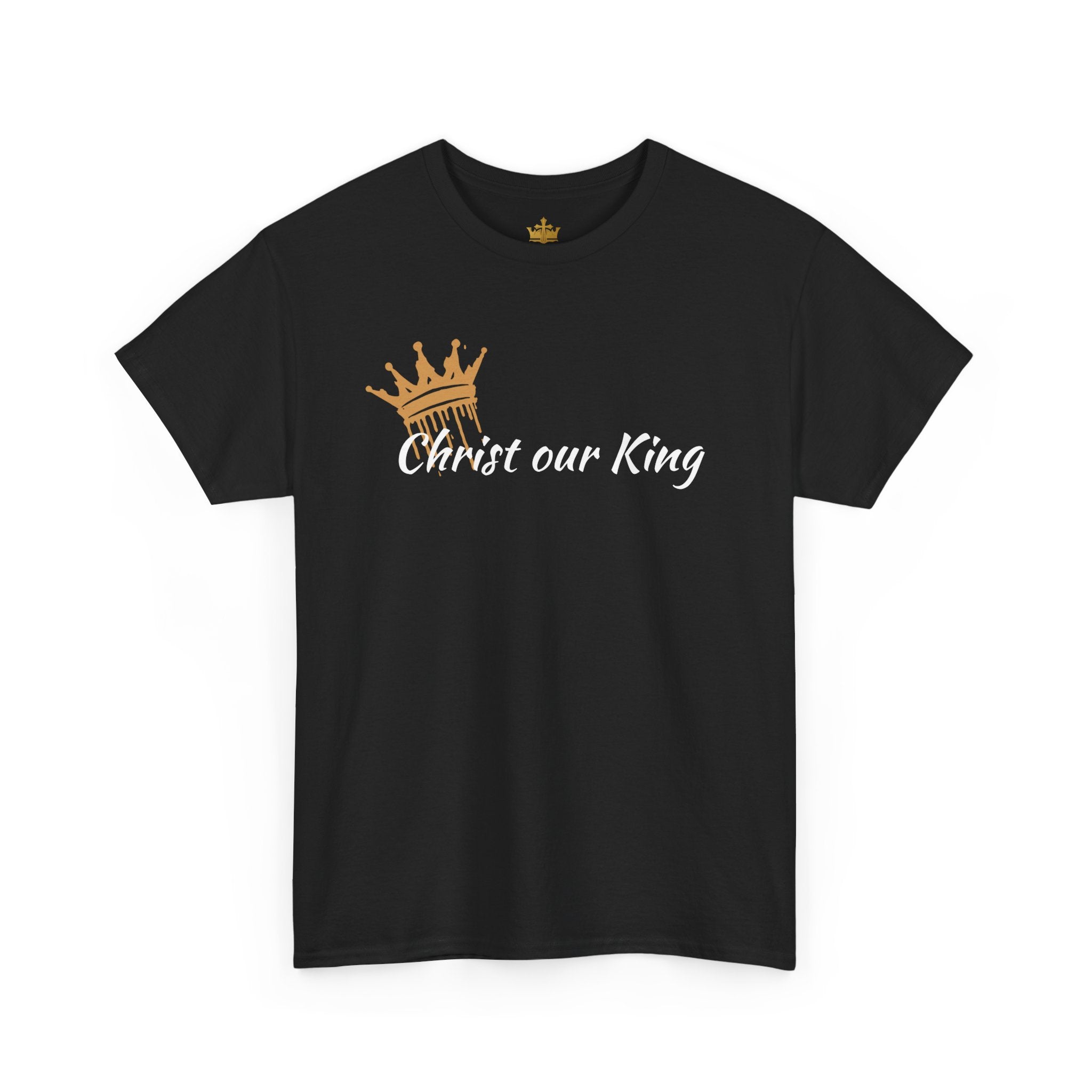 Christ Our King Shirt in black featuring a crown design on the front