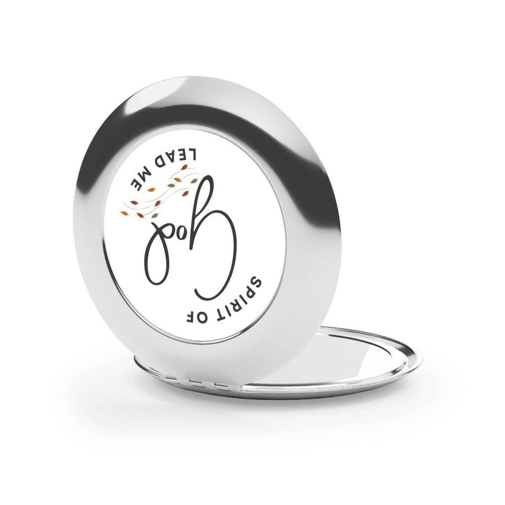 Christian compact mirror with a stylish design featuring the phrase Spirit of God etched on the surface