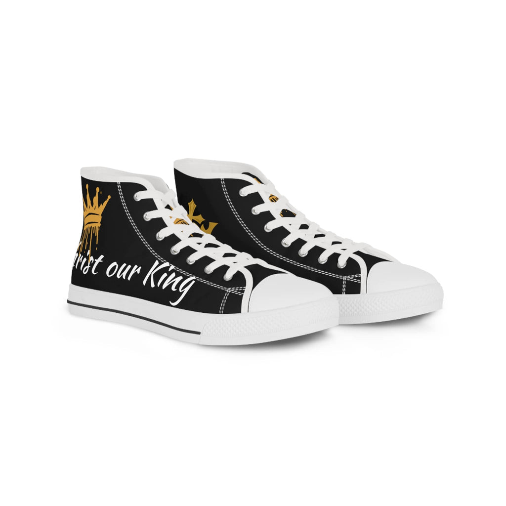 Christian high top sneakers with a stylish crown design and bold lettering for fashionable wear