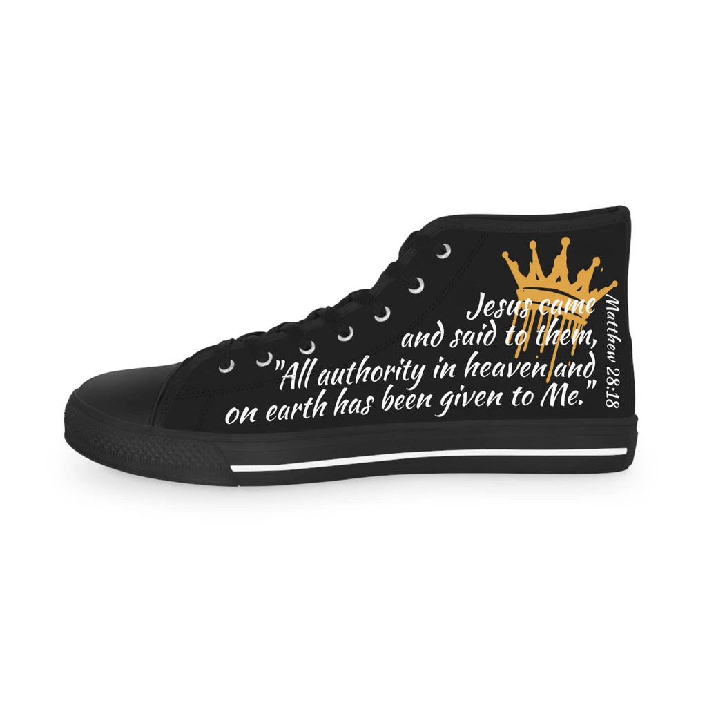 Christian high top sneakers with inspirational quote and crown design for stylish and faith-driven wear