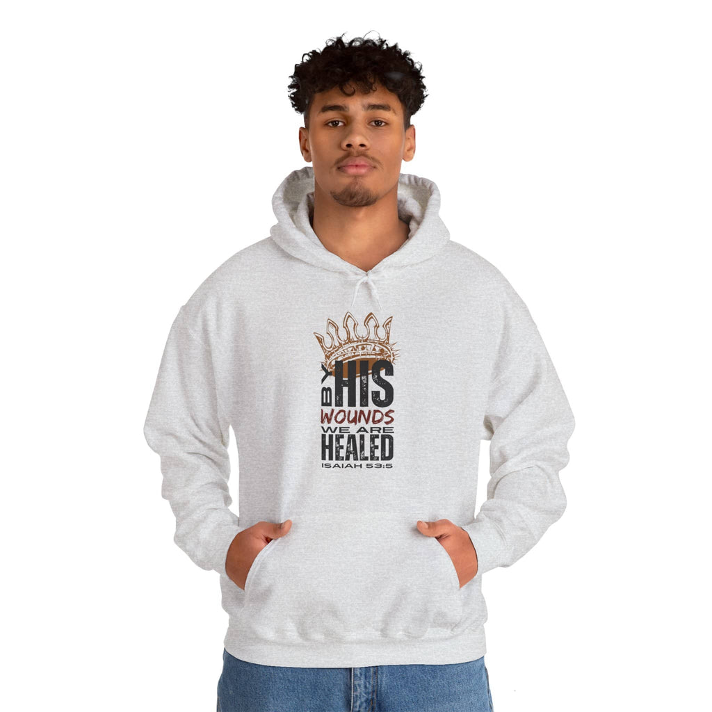 Christian hooded sweatshirt featuring a crown and scripture design, perfect for casual faith-based wear
