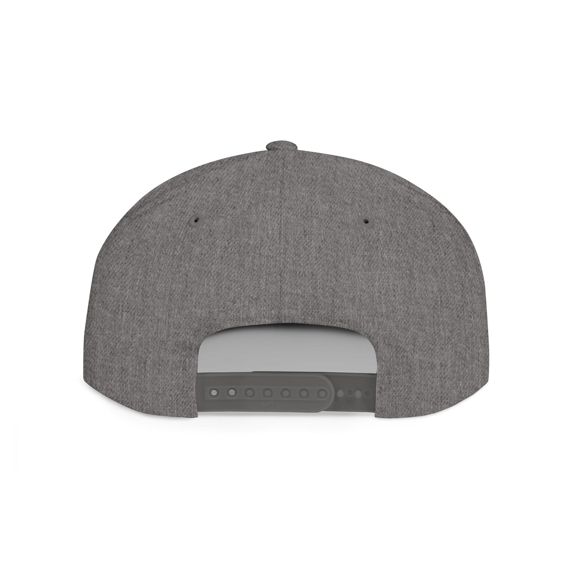 Back view of a gray Christian snapback hat with adjustable strap for comfort and style