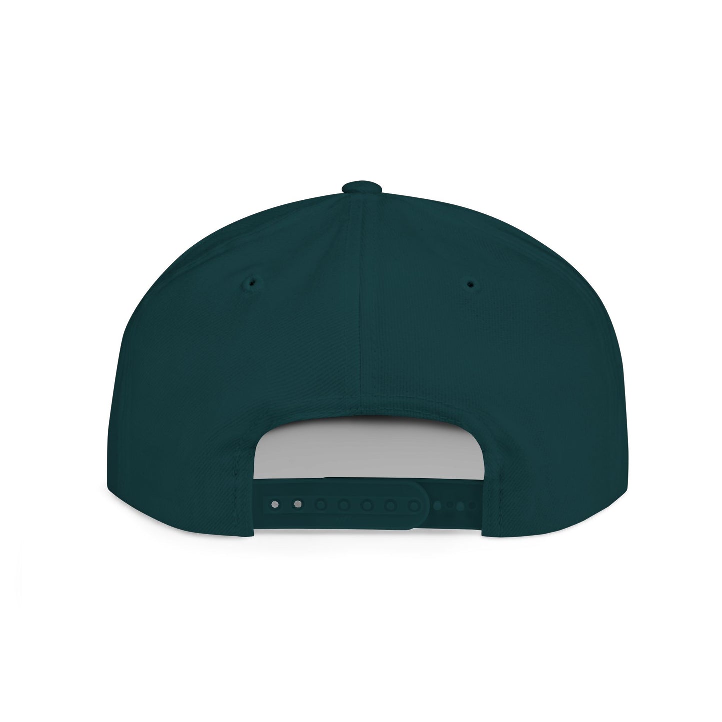 Back view of a Christian snapback hat in deep teal with adjustable strap for a comfortable fit