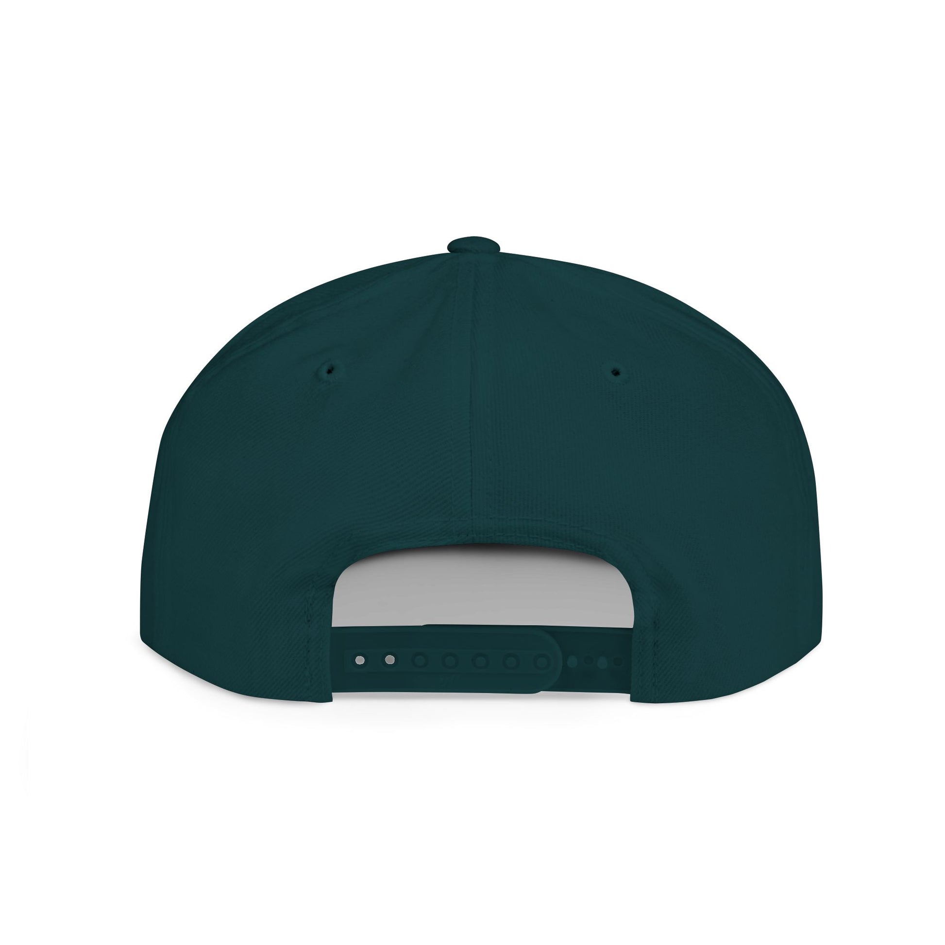 Back view of a Christian snapback hat in deep teal with adjustable strap for a comfortable fit